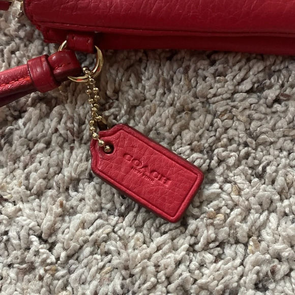 Womens Authentic Red Coach Wristlet Wallet - Picture 3 of 11